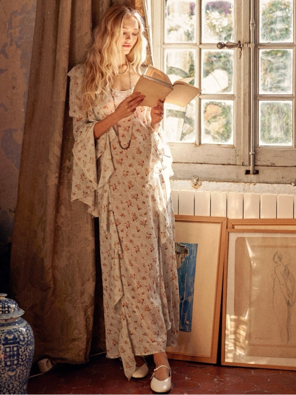 Spell & The Gypsy Ethereal Bohemian Witchy Fleur Frill Bias Maxi Dress Small NWT - Picture 4 of 16